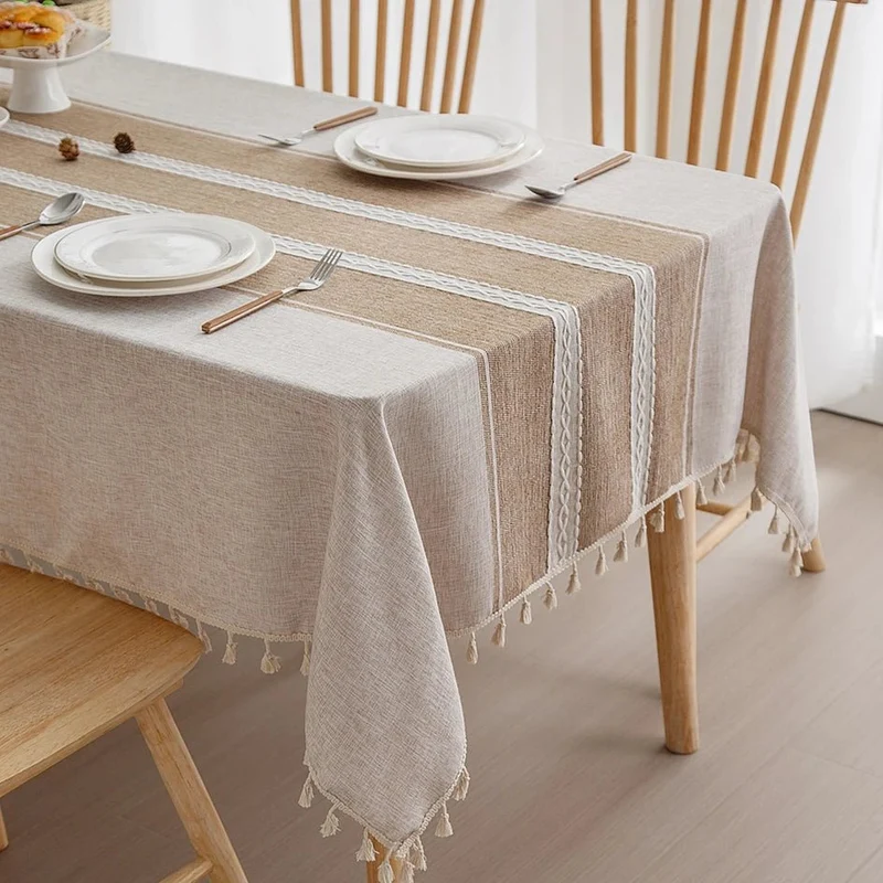 Nappe rectangulaire en lin et coton