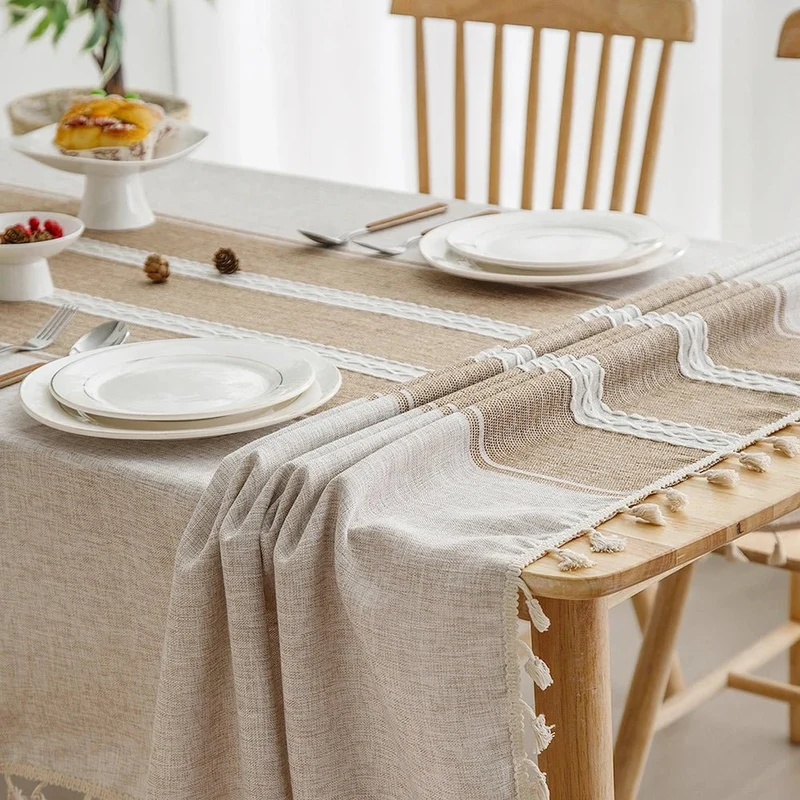 Nappe rectangulaire en lin et coton