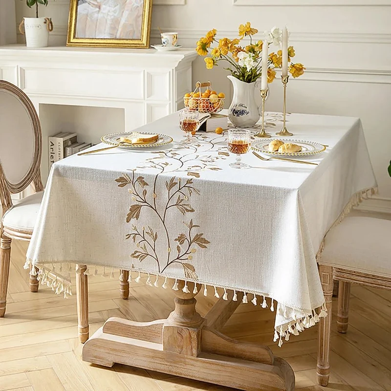 Nappe rectangulaire en lin et coton