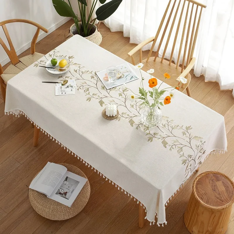 Nappe rectangulaire en lin et coton