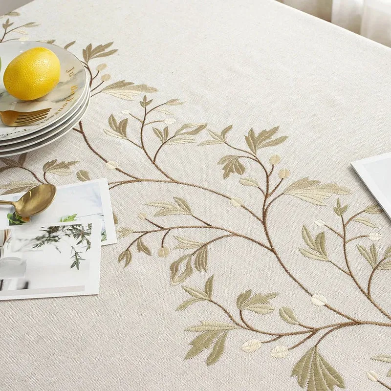 Nappe rectangulaire en lin et coton