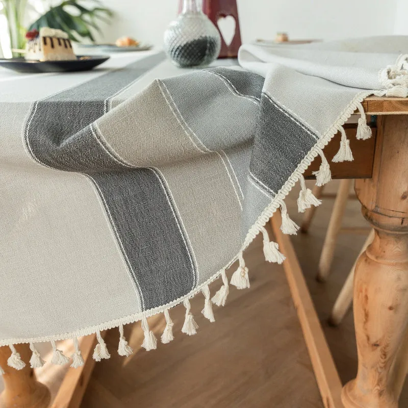 Nappe rectangulaire en lin et coton