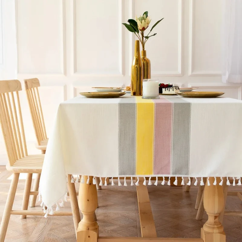 Nappe rectangulaire en lin et coton