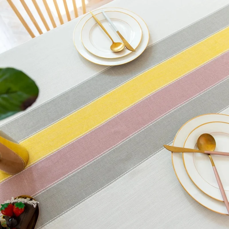 Nappe rectangulaire en lin et coton