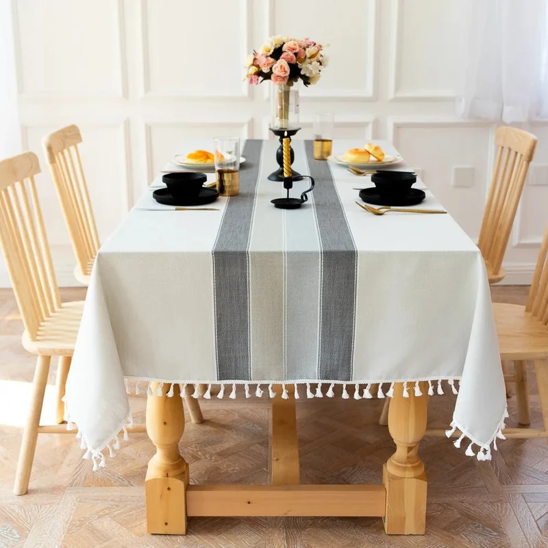 Nappe rectangulaire en lin et coton