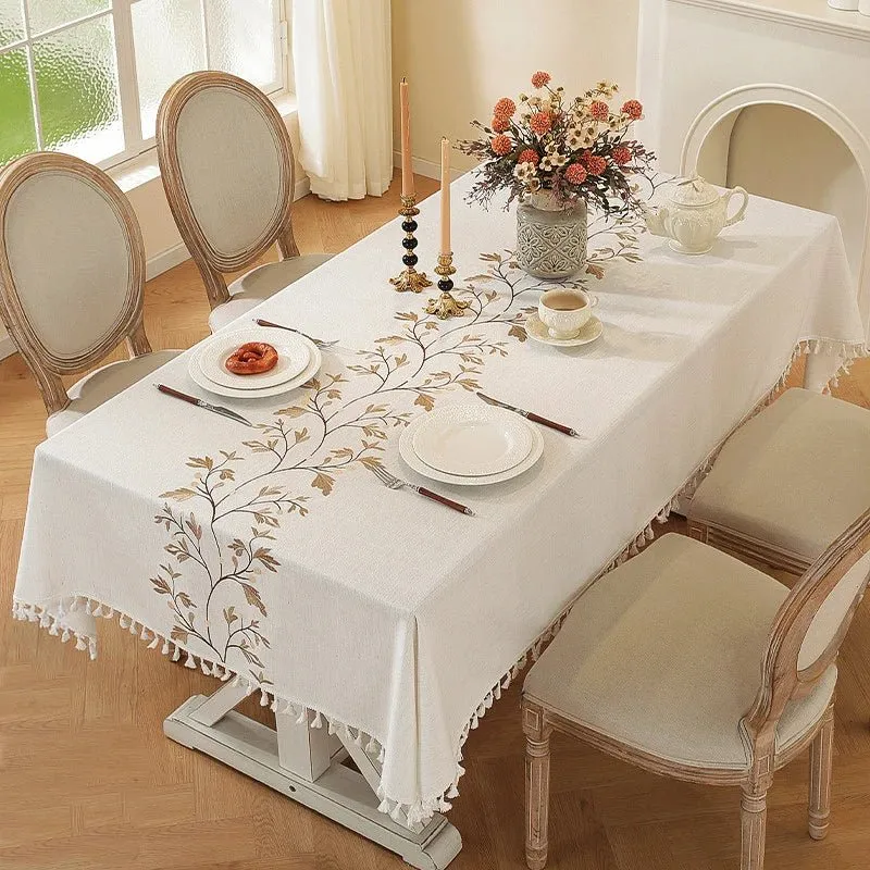 Nappe rectangulaire en lin et coton