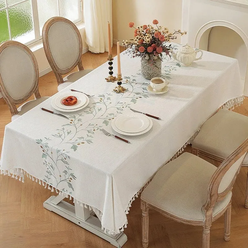 Nappe rectangulaire en lin et coton