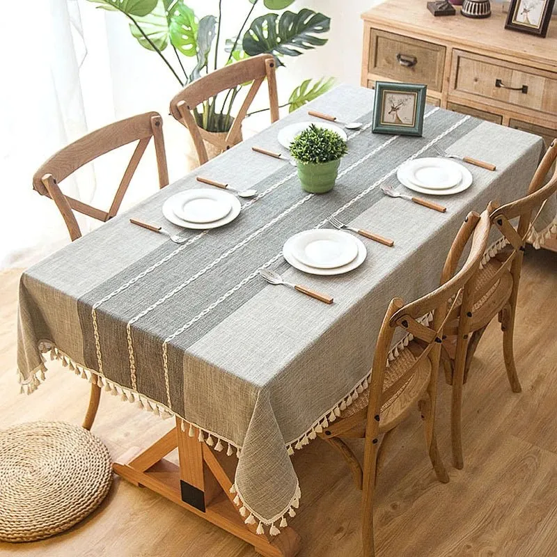 Nappe rectangulaire en lin et coton