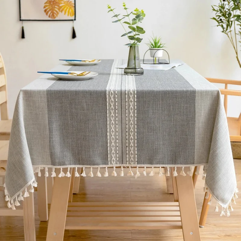 Nappe rectangulaire en lin et coton