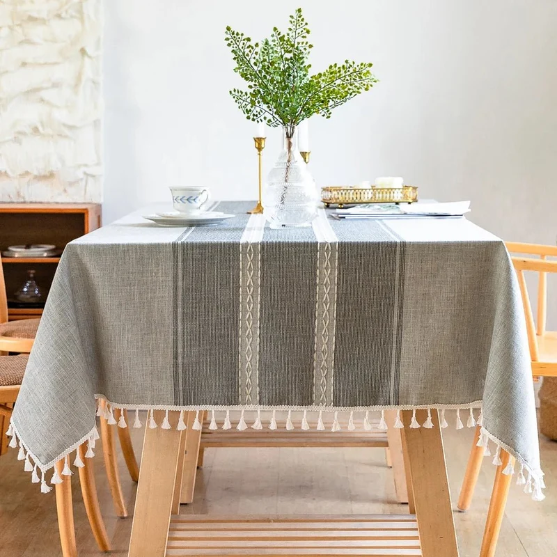 Nappe rectangulaire en lin et coton