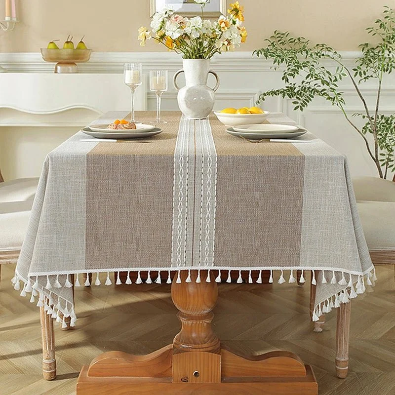 Nappe rectangulaire en lin et coton