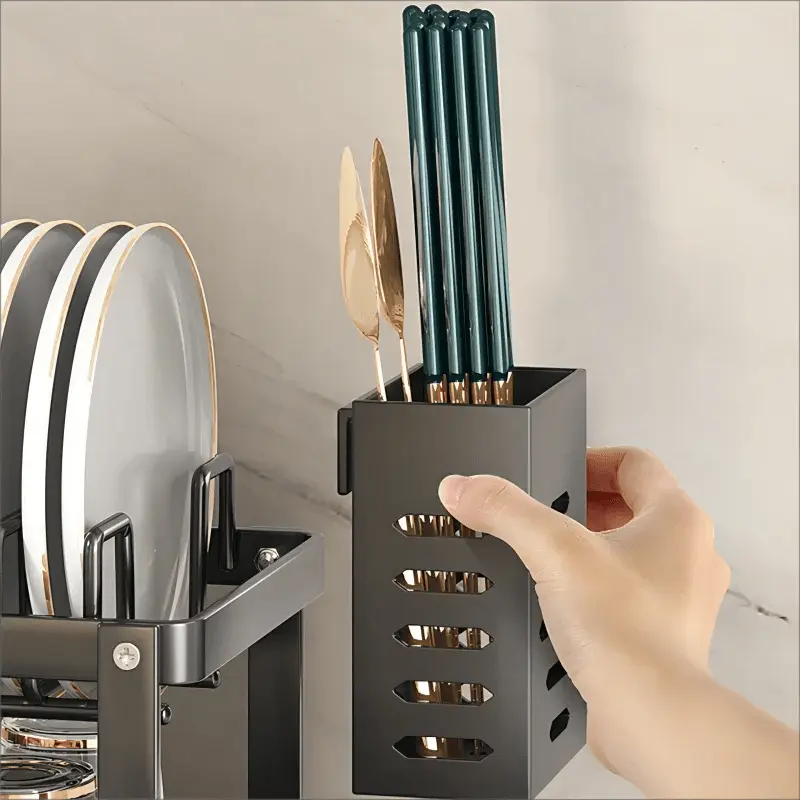 Égouttoir à vaisselle réglable en acier