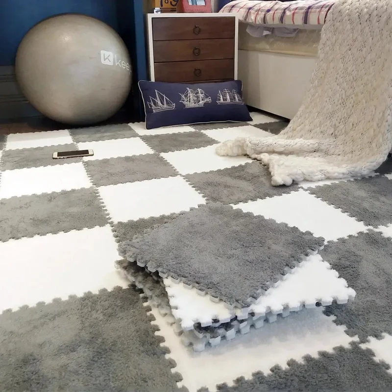 tapis de puzzle en peluche douce pour enfants,