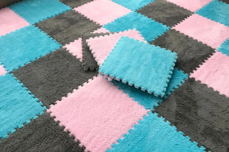 tapis de puzzle en peluche douce pour enfants,