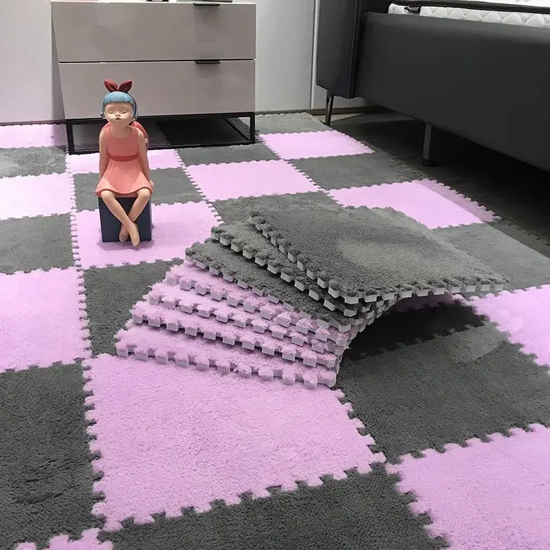 tapis de puzzle en peluche douce pour enfants,