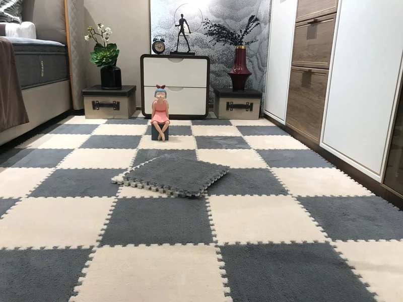 tapis de puzzle en peluche douce pour enfants,