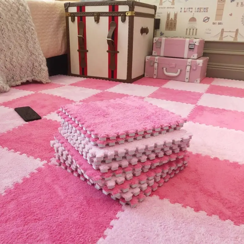 tapis de puzzle en peluche douce pour enfants,