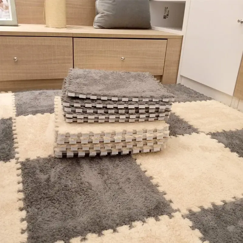 tapis de puzzle en peluche douce pour enfants,