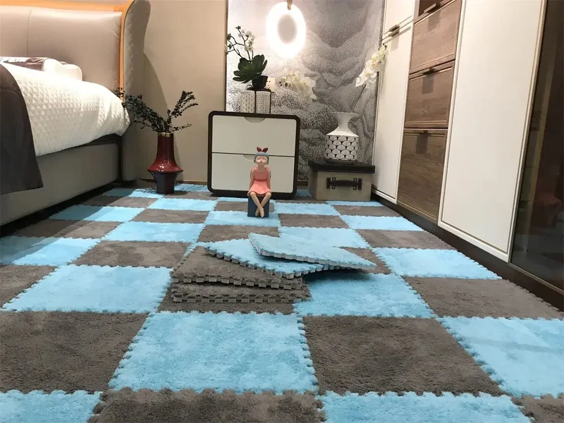 tapis de puzzle en peluche douce pour enfants,