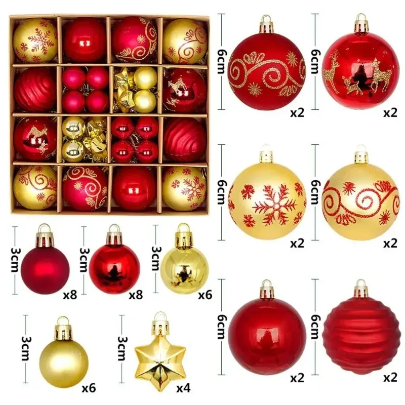 Boule de noël 3/6CM, 44 pièces