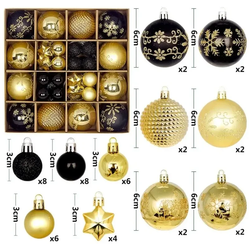 Boule de noël 3/6CM, 44 pièces