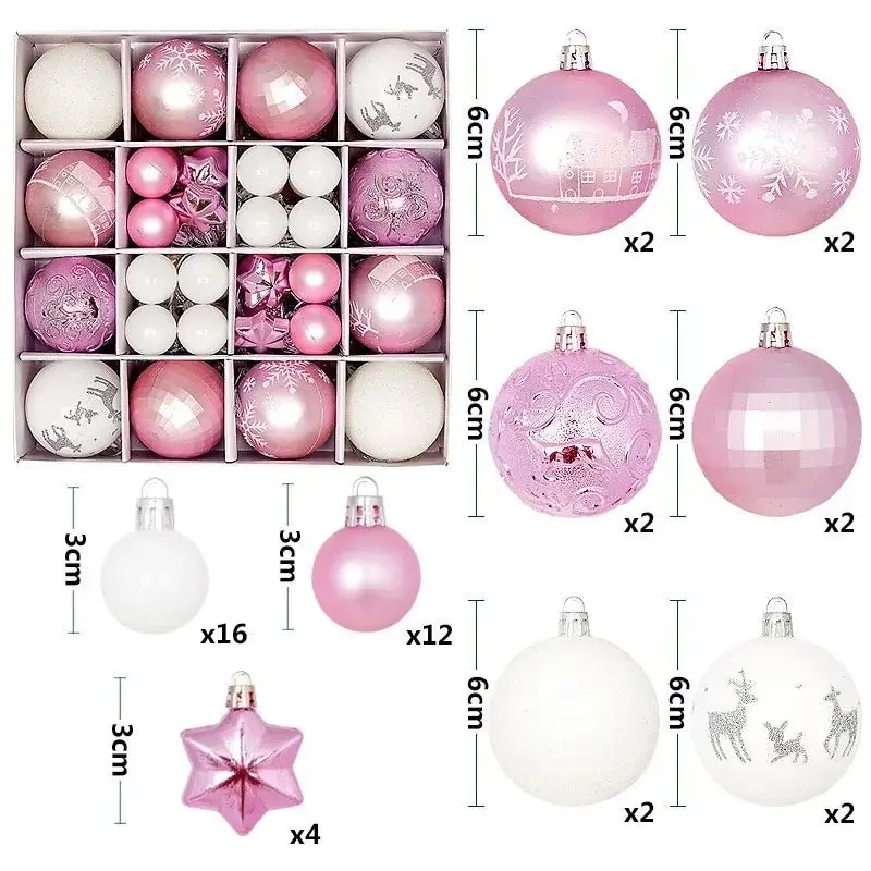 Boule de noël 3/6CM, 44 pièces