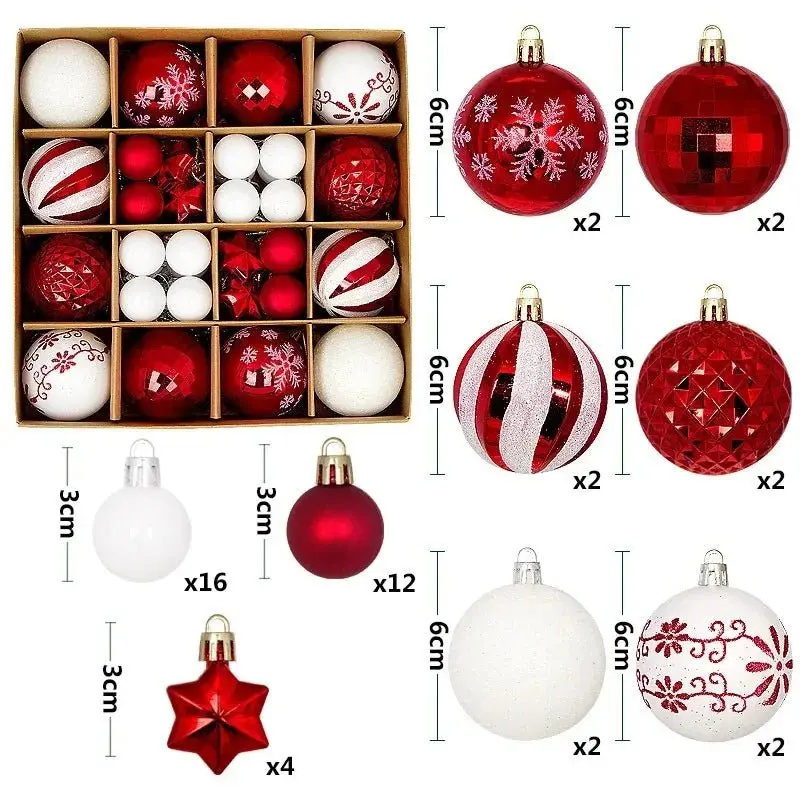 Boule de noël 3/6CM, 44 pièces
