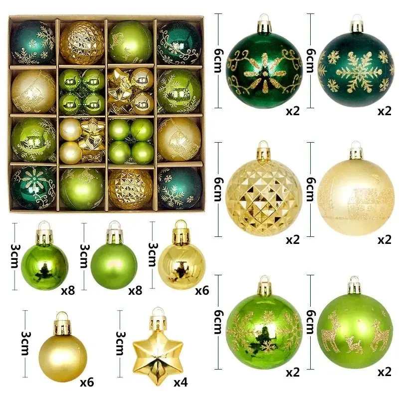 Boule de noël 3/6CM, 44 pièces