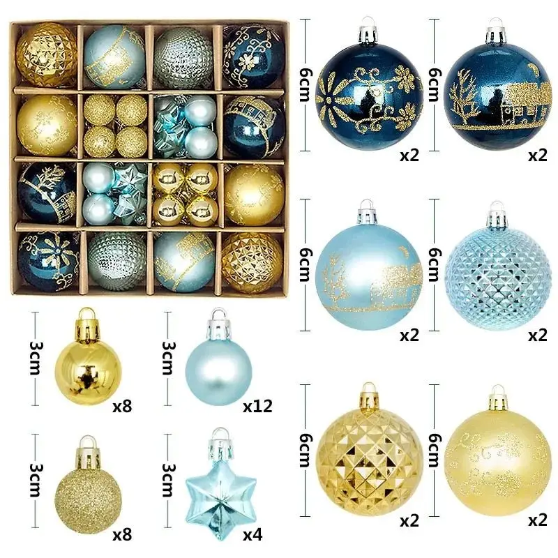 Boule de noël 3/6CM, 44 pièces