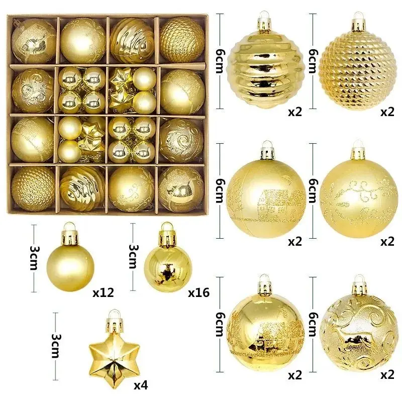 Boule de noël 3/6CM, 44 pièces