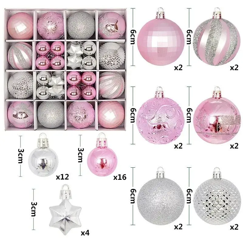 Boule de noël 3/6CM, 44 pièces