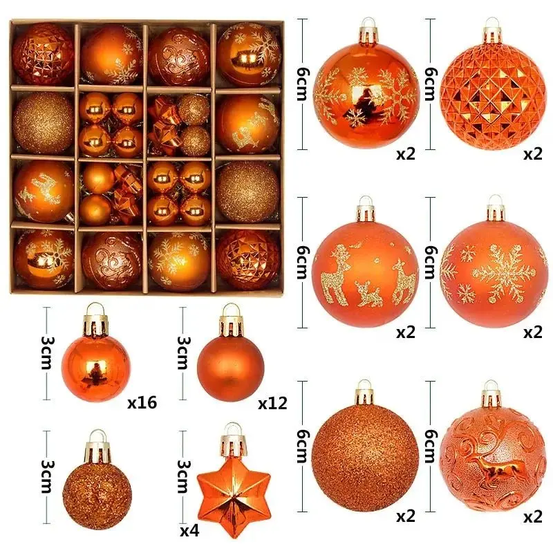 Boule de noël 3/6CM, 44 pièces