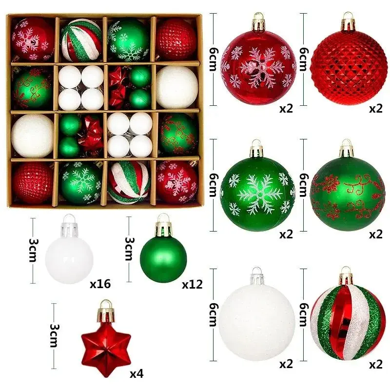 Boule de noël 3/6CM, 44 pièces