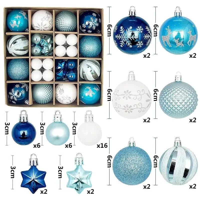 Boule de noël 3/6CM, 44 pièces