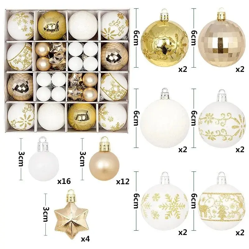 Boule de noël 3/6CM, 44 pièces