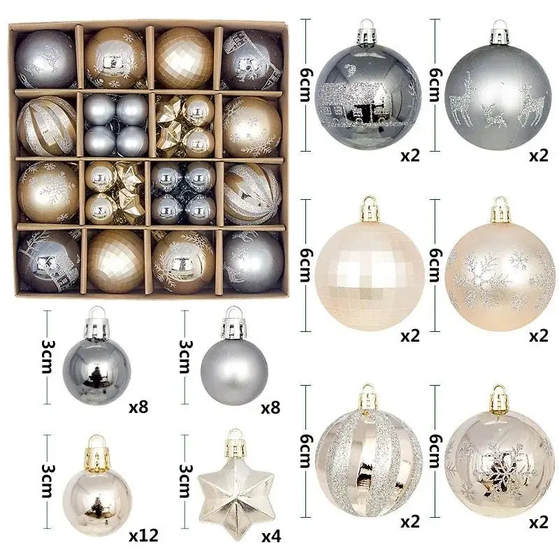 Boule de noël 3/6CM, 44 pièces