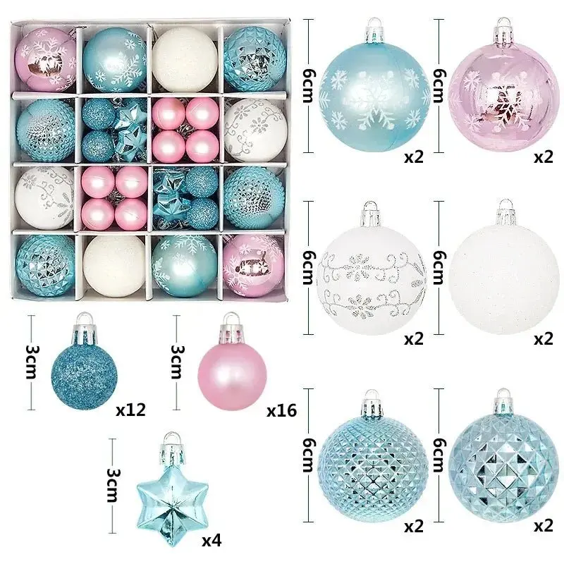 Boule de noël 3/6CM, 44 pièces