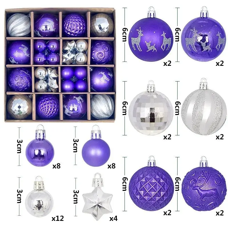 Boule de noël 3/6CM, 44 pièces