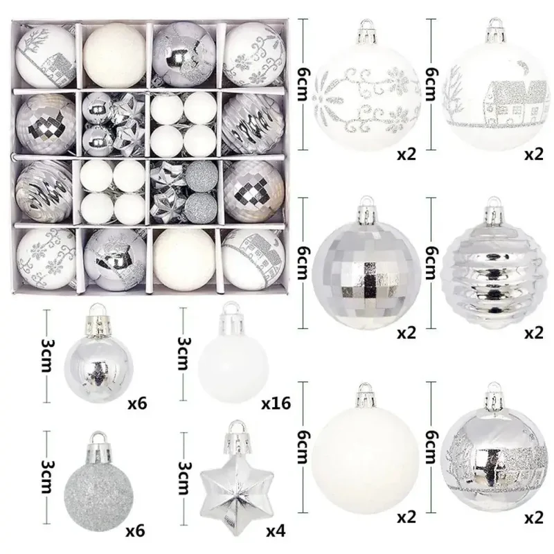 Boule de noël 3/6CM, 44 pièces