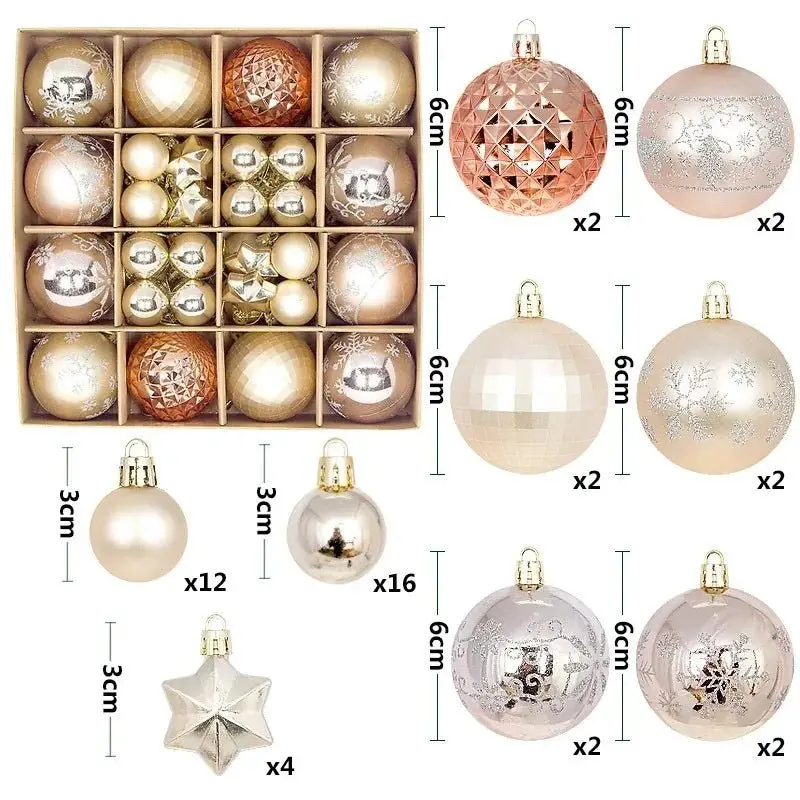 Boule de noël 3/6CM, 44 pièces