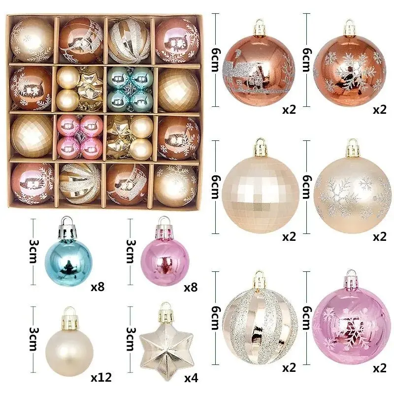 Boule de noël 3/6CM, 44 pièces