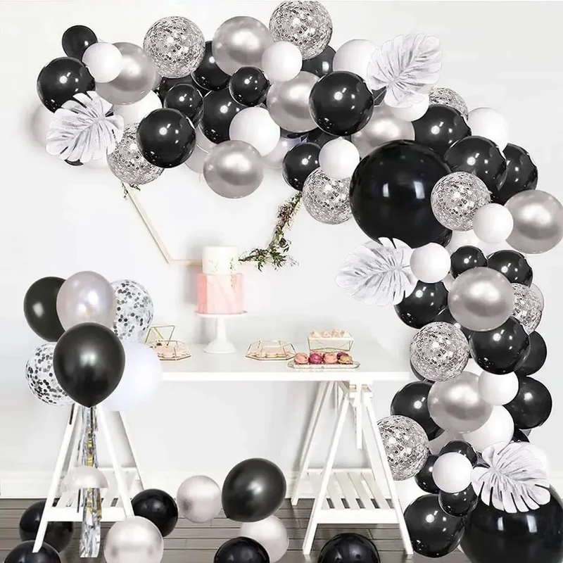 Guirlande de ballons noirs et dorés | Élégance