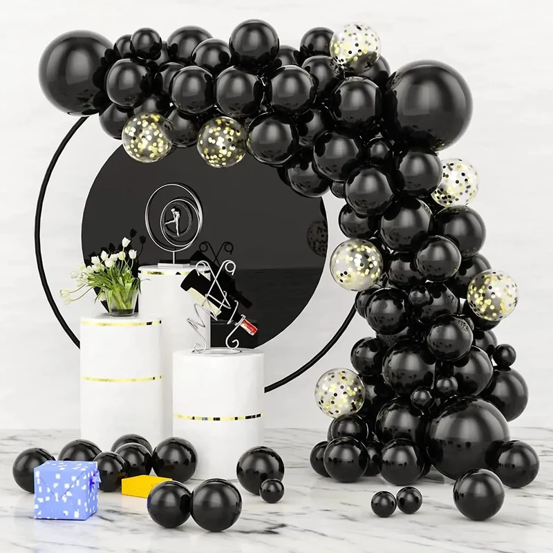 Guirlande de ballons noirs et dorés | Élégance