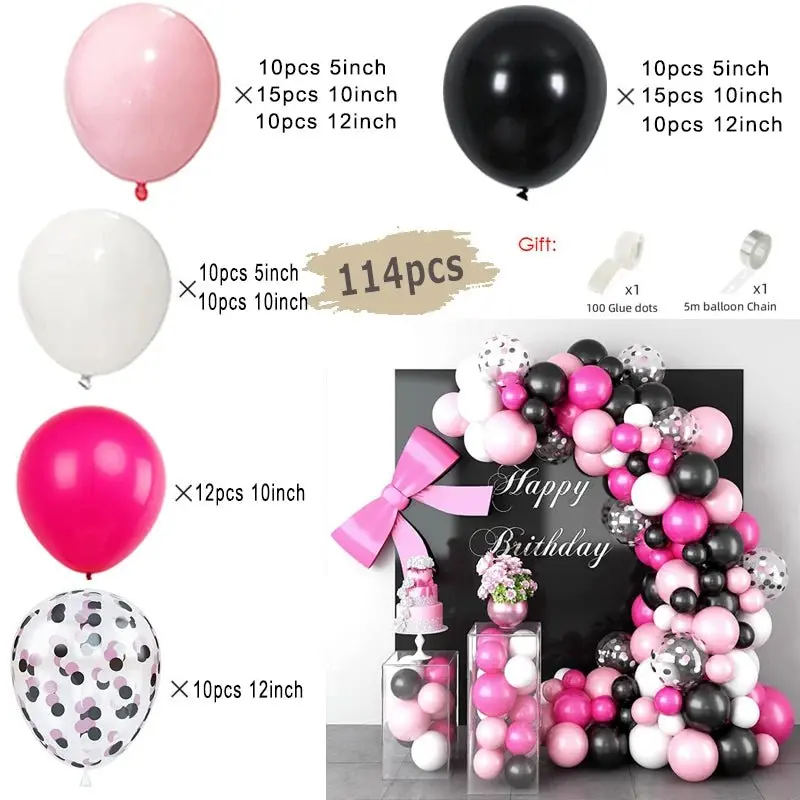 Guirlande de ballons noirs et dorés | Élégance