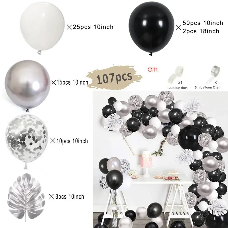 Guirlande de ballons noirs et dorés | Élégance