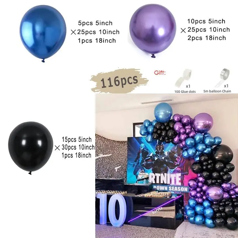 Guirlande de ballons noirs et dorés | Élégance