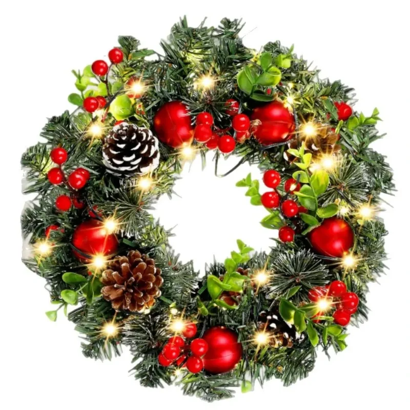 Couronne de noël rouge élégante LED