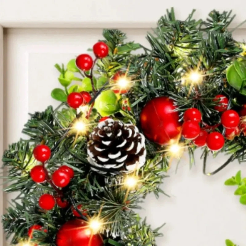 Couronne de noël rouge élégante LED