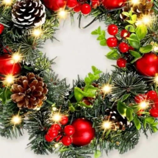 Couronne de noël rouge élégante LED