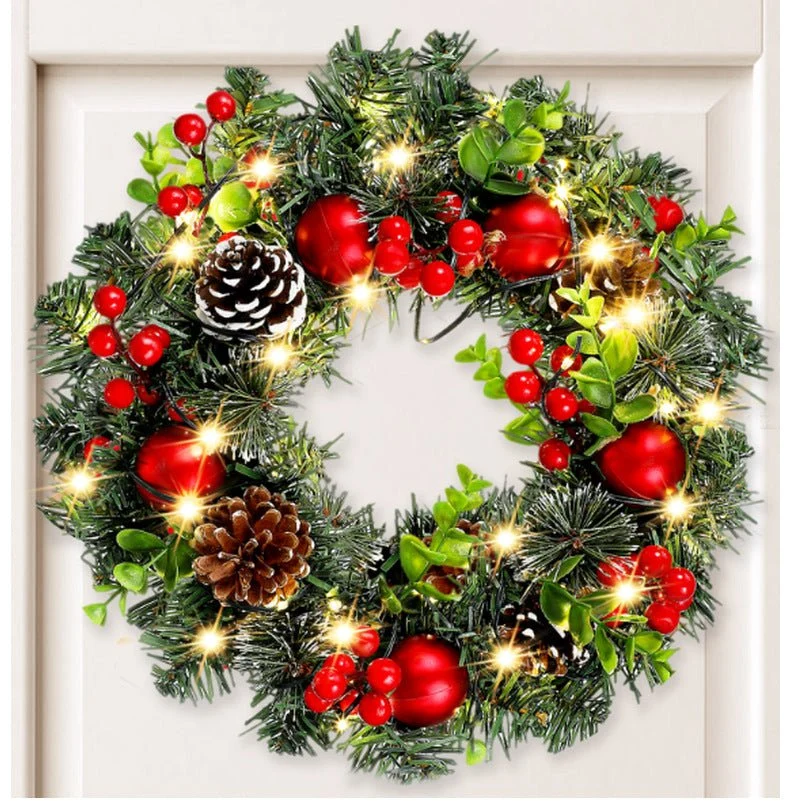 Couronne de noël rouge élégante LED